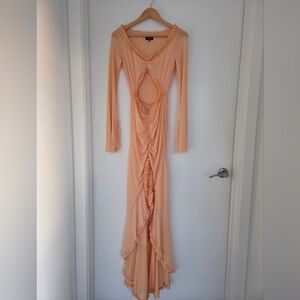 AFRM Cat Ruched Semi-Sheer Maxi Dress